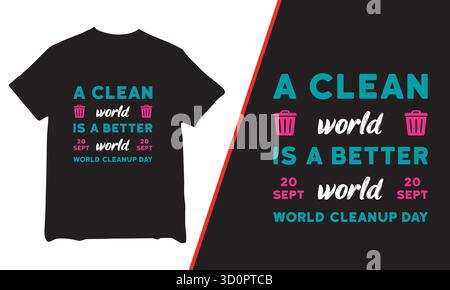 T-shirt World Cleanup Day, t-shirt, t-shirt World Cleanup Day 2025, t-shirt de mouvement World Cleanup Day, t-shirt Cleanup, Illustration de Vecteur