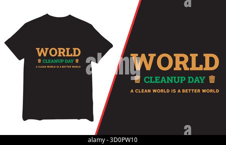 T-shirt World Cleanup Day, t-shirt, t-shirt World Cleanup Day 2025, t-shirt de mouvement World Cleanup Day, t-shirt Cleanup, Illustration de Vecteur