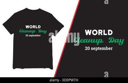 T-shirt World Cleanup Day, t-shirt, t-shirt World Cleanup Day 2025, t-shirt de mouvement World Cleanup Day, t-shirt Cleanup, Illustration de Vecteur