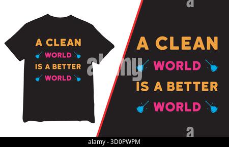 T-shirt World Cleanup Day, t-shirt, t-shirt World Cleanup Day 2025, t-shirt de mouvement World Cleanup Day, t-shirt Cleanup, Illustration de Vecteur