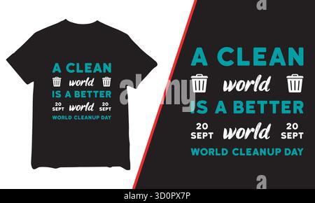 T-shirt World Cleanup Day, t-shirt, t-shirt World Cleanup Day 2025, t-shirt de mouvement World Cleanup Day, t-shirt Cleanup, Illustration de Vecteur