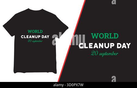 T-shirt World Cleanup Day, t-shirt, t-shirt World Cleanup Day 2025, t-shirt de mouvement World Cleanup Day, t-shirt Cleanup, Illustration de Vecteur