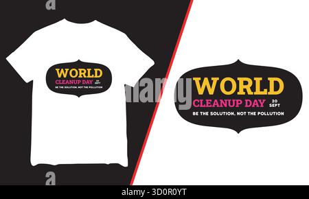 T-shirt World Cleanup Day, t-shirt, t-shirt World Cleanup Day 2025, t-shirt de mouvement World Cleanup Day, t-shirt Cleanup, Illustration de Vecteur