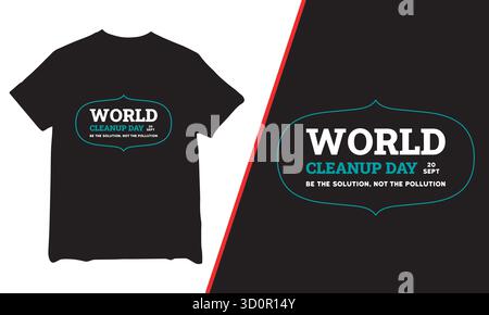 T-shirt World Cleanup Day, t-shirt, t-shirt World Cleanup Day 2025, t-shirt de mouvement World Cleanup Day, t-shirt Cleanup, Illustration de Vecteur