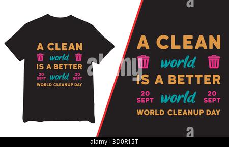 T-shirt World Cleanup Day, t-shirt, t-shirt World Cleanup Day 2025, t-shirt de mouvement World Cleanup Day, t-shirt Cleanup, Illustration de Vecteur