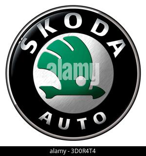 Logo de la société du constructeur automobile tchèque Skoda avec siège à Mlada Boleslav - filiale du groupe automobile allemand Volkswagen Banque D'Images