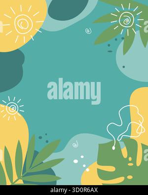 Cadre d'été tropical vibrant avec formes abstraites Illustration de Vecteur