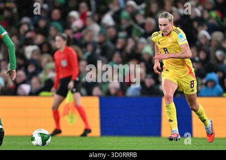 Dublin, Irlande. 24 octobre 2025. Feli Delacauw, belge, photographiée lors d'un match de football féminin opposant les équipes nationales de la république d'Irlande et de Belgique, a appelé les Red Flames pour la première étape des play-off de promotion/relégation de l'UEFA Womens Nations League 2025, le vendredi 24 octobre 2025 à Dublin, IRLANDE . Crédit : Sportpix/Alamy Live News Banque D'Images