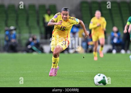 Dublin, Irlande. 24 octobre 2025. Mariam Toloba (15 ans), belge, photographiée lors d'un match de football féminin opposant les équipes nationales de la république d'Irlande et de Belgique, a appelé les Red Flames pour la première étape des play-off promotion/relégation de l'UEFA Womens Nations League 2025, le vendredi 24 octobre 2025 à Dublin, IRLANDE . Crédit : Sportpix/Alamy Live News Banque D'Images