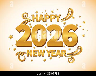 Joyeux voeux du nouvel an 2026 avec symbole de poing surélevé et feux d'artifice festifs isolés sur fond blanc Illustration de Vecteur