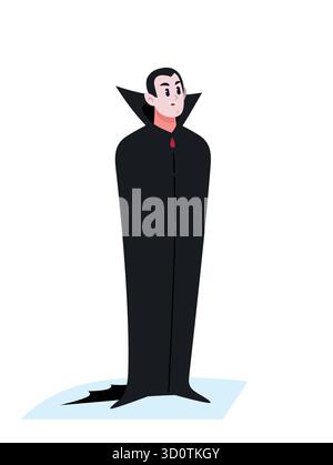 Le gars en costume de Dracula. Une image pour halloween et fêtes. Un animateur sous la forme d'un héros vampire. Illustration pour les projets de conception, les toiles Illustration de Vecteur