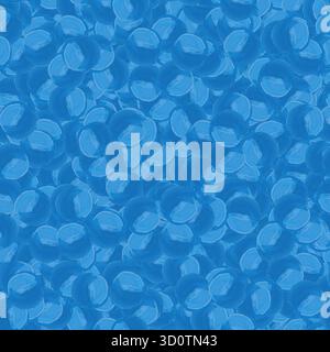 Motif sans couture peint à la main avec des bulles bleues abstraites Banque D'Images