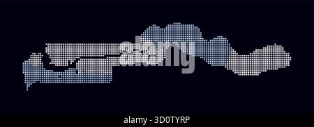 Carte en pointillés de Gambie. Carte de style numérique du pays sur un fond sombre. Gambie forme avec des points carrés. Style de points colorés. Carrés de petite taille. Illustration de Vecteur