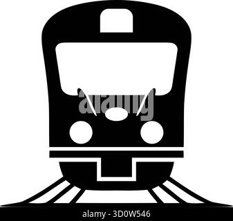 Simple icône de silhouette noire d'un train moderne, vue de face Illustration de Vecteur