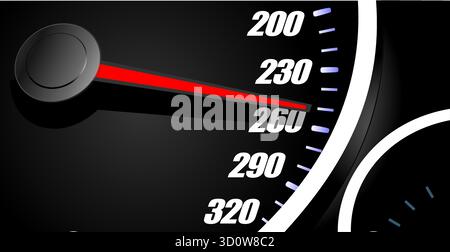 Indicateur de vitesse avec aiguille rouge pointant sur la vitesse élevée indiquant le concept de vitesse supérieure Illustration de Vecteur