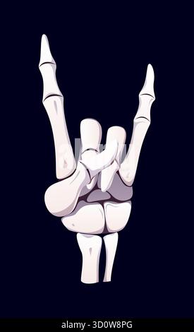 La main squelette d'Halloween montre le symbole des cornes du diable Illustration de Vecteur