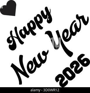 Bonjour 2026 bonne année lettrage vectoriel illustration modèles de conception de texte Illustration de Vecteur
