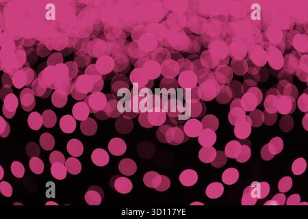 Lumières bokeh roses abstraites, fond texturé avec des cercles lumineux sur fond sombre. Cercles lumineux flous, texture festive des fêtes pour desi Banque D'Images