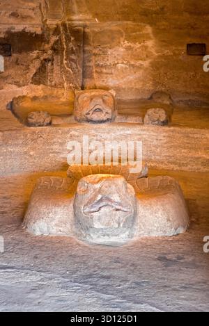 Visite du site archéologique de Malinalco, Mexique. Banque D'Images