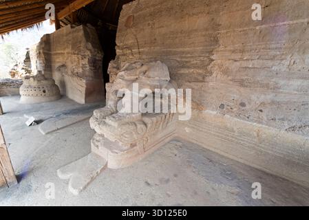 Visite du site archéologique de Malinalco, Mexique. Banque D'Images