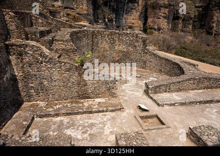 Visite du site archéologique de Malinalco, Mexique. Banque D'Images