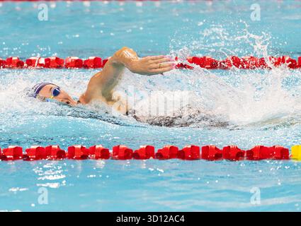Toronto, Canada. 25 octobre 2025. L'australienne Lani Pallister participe à la finale féminine du 800 m nage libre à la Coupe du monde de natation aquatique 2025 à Toronto, Canada, le 25 octobre 2025. Crédit : Zou Zheng/Xinhua/Alamy Live News Banque D'Images
