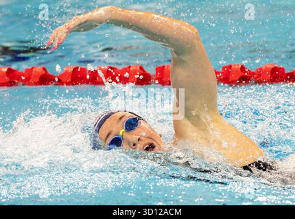 Toronto, Canada. 25 octobre 2025. L'australienne Lani Pallister participe à la finale féminine du 800 m nage libre à la Coupe du monde de natation aquatique 2025 à Toronto, Canada, le 25 octobre 2025. Crédit : Zou Zheng/Xinhua/Alamy Live News Banque D'Images