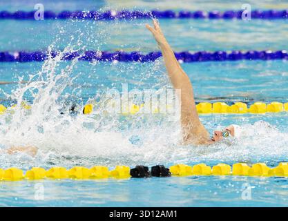 Toronto, Canada. 25 octobre 2025. Kaylee McKeown, de l'Australie, participe à la finale du 200 m dos féminin à la Coupe du monde de natation aquatique 2025 à Toronto, Canada, le 25 octobre 2025. Crédit : Zou Zheng/Xinhua/Alamy Live News Banque D'Images
