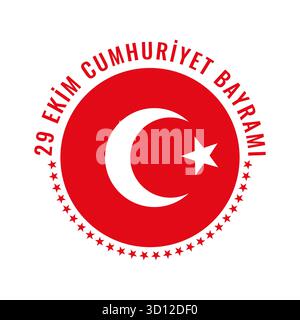 Drapeau turc avec croissant et étoile célèbre 29 ekim cumhuriyet bayrami jour de la république une fête nationale honorant l'indépendance et la démocratie dans un fès Illustration de Vecteur