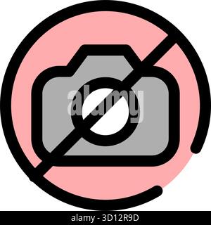 Cette icône communique clairement une interdiction de photographie - parfait pour la signalisation dans les zones photosensibles ou les interfaces numériques. Le design est moderne et facile Illustration de Vecteur
