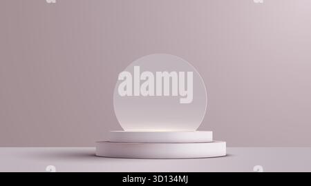 Scène de podium 3D minimaliste, idéale pour l'affichage de produits. Fond de plate-forme blanc élégant. Illustration vectorielle Illustration de Vecteur