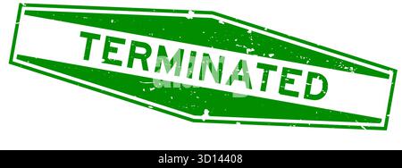 Grunge vert terminé mot hexagone caoutchouc timbre de joint sur fond blanc Illustration de Vecteur