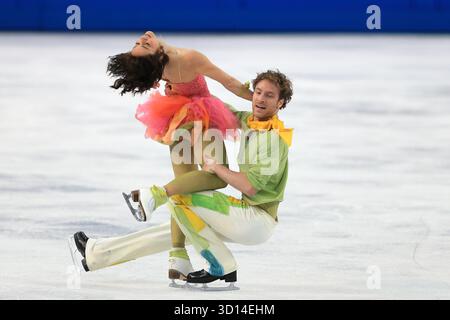 PECHALAT Nathalie / BOURZAT Fabian FRA Eistanz KŸr danse sur glace libre Eiskunstlaufen patinage artistique Jeux olympiques d'hiver 2014 sotchi olympische Spiele Winterspiele à sotchi 2014 © diebilderwelt / Alamy Stock Banque D'Images