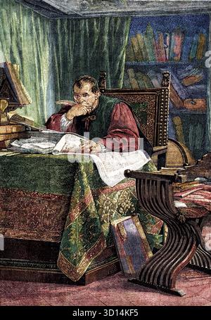 Portrait de Niccolo di Bernardo dei Machiavelli (Nicolas Machiavel, 1469-1527), homme politique et philosophe italien. Gravure d'après Stefano Ussi (1822-1901) Banque D'Images