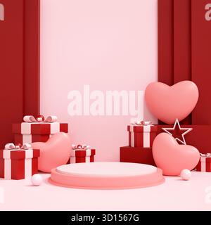 scène rose pastel douce avec mur incurvé et plate-forme de produit. fond 3d parfait pour célébrer l'amour doux, les produits de beauté, ou la caméra de vente subtile Banque D'Images