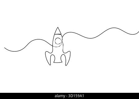Fusée continue d'une ligne dessinant un style minimaliste illustration vectorielle isolée de contour sur fond blanc Illustration de Vecteur