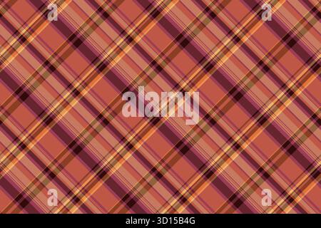 Vecteur textile moyen sans couture, motif de fond à carreaux de luxe. Texture de contrôle de tissu de tartan rugueux dans la palette de couleurs rouge et orange. Illustration de Vecteur