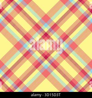 Motif textile chaleureux et accueillant avec des rayures croisées dans les tons de jaune, rouge et bleu. Polyvalent pour les arrière-plans, les conceptions, ou l'ajout de coz Illustration de Vecteur