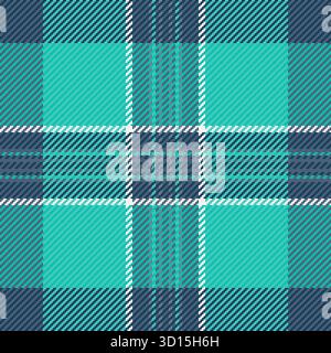 Motif sans couture de texture de flanelle, contrôle vectoriel de tissu adorable. Fond écossais en tissu tartan répété dans une palette de couleurs sarcelle et cyan. Illustration de Vecteur