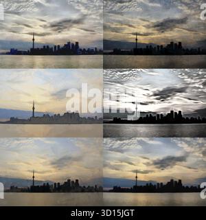 TORONTO, CANADA - 28 JUIN 2011 : collage d'images peintes de la ville canadienne de Toronto la nuit Banque D'Images