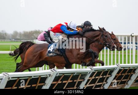 Liverpool, Royaume-Uni. Dimanche 26 octobre 2025. ACE of Spades et Harry Skelton remportent le William Hill Every Way Extra handicap Hurdle pour l'entraîneur Dan Skelton et les propriétaires Noel Fehily Racing syndicates - Ace. Crédit JTW Equine images / Alamy Live News Banque D'Images