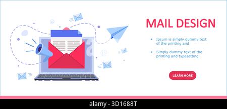 Abonnement à la newsletter. Bannière site Web marketing en ligne et affaires. Illustration de Vecteur