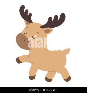 Cerf mignon. Arrière-plan isolé. Illustration vectorielle de style plat. Illustration de Vecteur