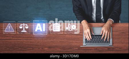 Concept d'Intelligence artificielle dans la technologie juridique et réglementaire. Les systèmes D'IA sont utilisés pour la gestion des risques, l'automatisation des processus et la garantie de la compl Banque D'Images