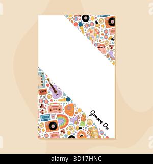 Groovy Retro Music Banner Sticker Poster Illustration de Vecteur