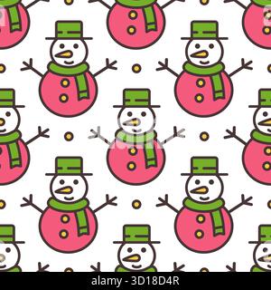 Motif sans couture vectoriel avec un bonhomme de neige Illustration de Vecteur