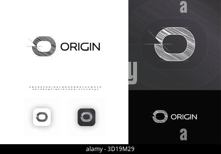 Blueprint Architect logo, croquis technique logo architectural, Crosshatch grille lettre O. Building Construct Company monogramme, immobilier Illustration de Vecteur