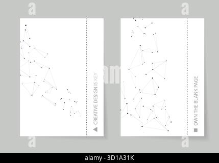 Conception abstraite de brochure de lien de grille. Concentrateur de communication ponctuelle. Connectez la formule aléatoire scientifique Illustration de Vecteur