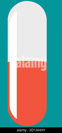 Une capsule de gélatine blanche orange, ou pilule, est considérée comme un vecteur de ressources graphique. Illustration de Vecteur