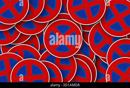 Signalisation routière et routière. Panneaux réglementaires : ces panneaux dictent les règles de circulation et sont souvent noirs, blancs et rouges, bien que les couleurs puissent varier. Exemples : arrêt, rendement, limite de vitesse et ne pas entrer. Panneaux d'avertissement : ces panneaux avertissent les conducteurs des dangers potentiels et des conditions à venir. Les exemples incluent des panneaux pour les routes sinueuses, les passages à cerfs et les passages pour piétons. Ces signes sont souvent jaunes ou fluorescents jaune/vert. Panneaux de guidage et d'information : ces panneaux fournissent des indications directionnelles ou des informations générales. Des exemples incluent les panneaux directionnels avec des flèches et les panneaux pour les services. Banque D'Images